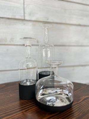 Black Trimmed Profile Glass Bottle, 2.25"x8.75", 6 Pack. Rental Only.