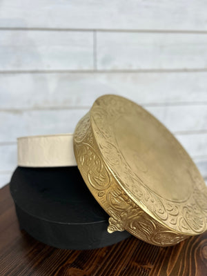 Circle Vintage Cake Stands (Black, Cashew, Gold)