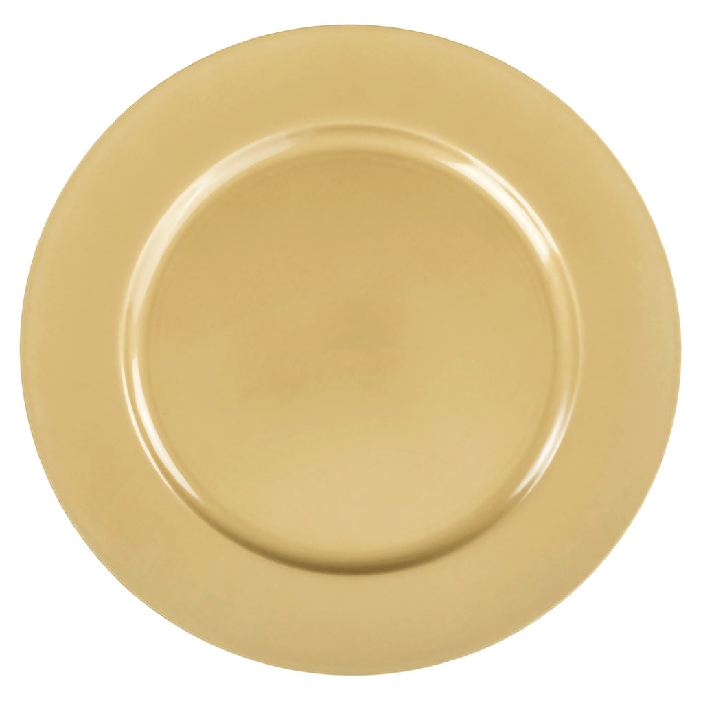 Gold Chargers, 13", 10 Pack. Rental Only.